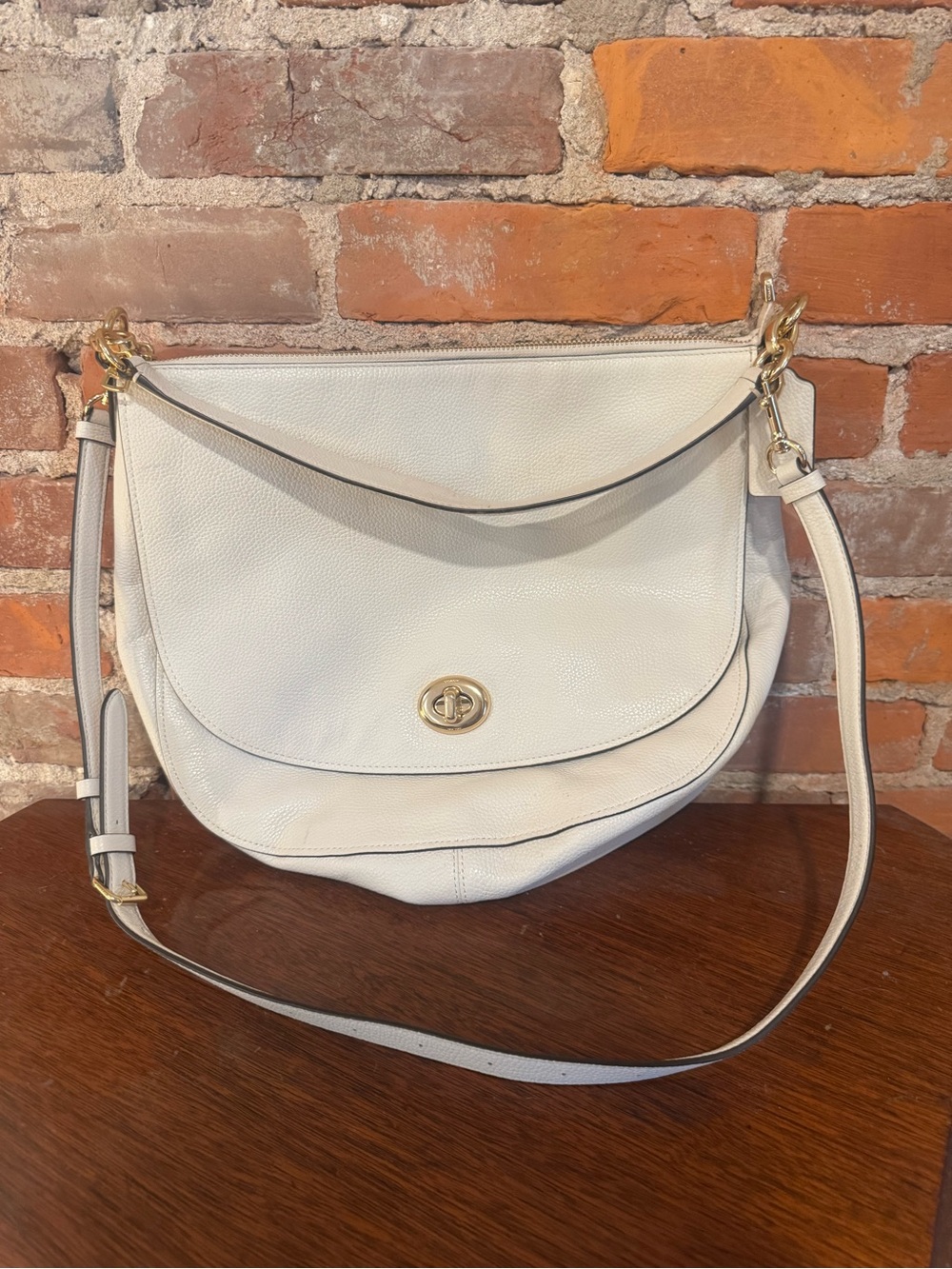 Coach Pebbled Leather Turnlock Hobo Bag